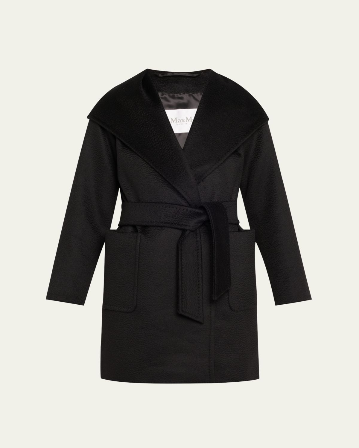 Max Mara Rialto Camel Hair Belted Short Hooded Coat
