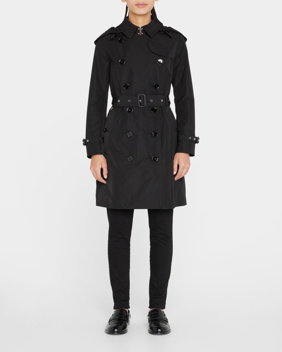 Burberry Kensington Double-Breasted Trench Coat with Detachable Hood