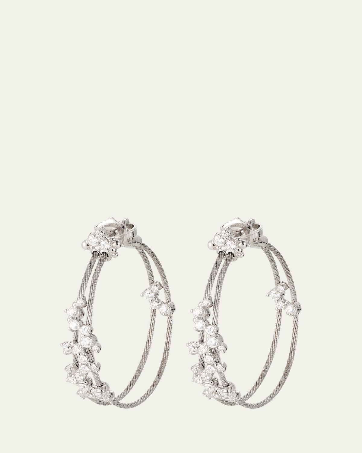 Paul Morelli 18K White Gold Confetti Wire Double Hoop Earrings