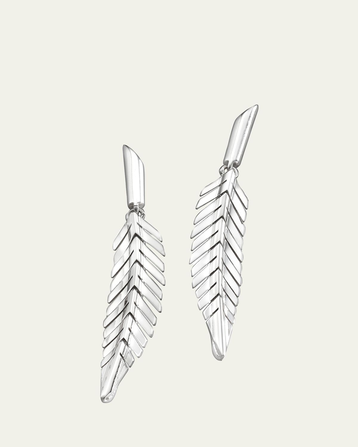 CADAR 18K White Gold Feather Drop Earrings, Small