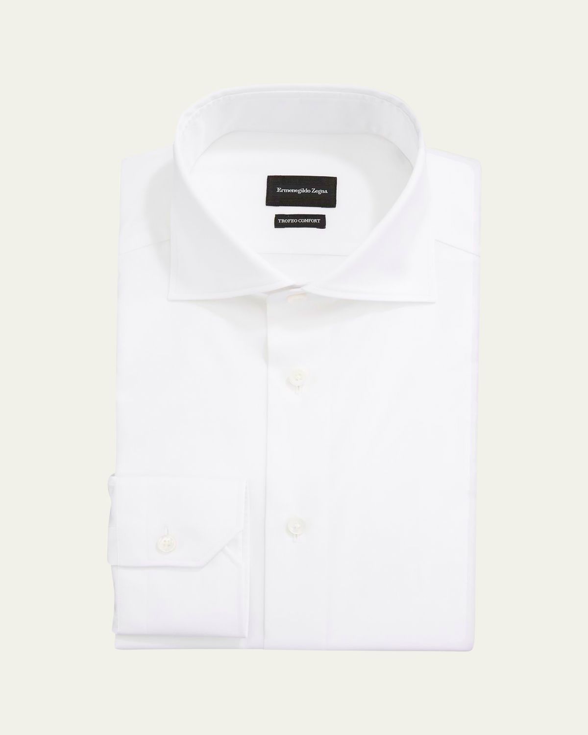 ZEGNA Men's Milano Fit Solid Trofeo Comfort Cotton Trim-Fit Dress Shirt