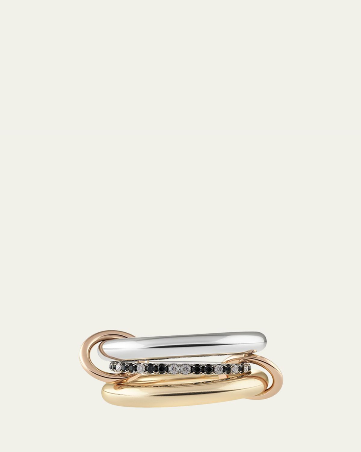 Spinelli Kilcollin Libra 18k Gold & Silver 3-Link Ring w/ Micropave Diamonds