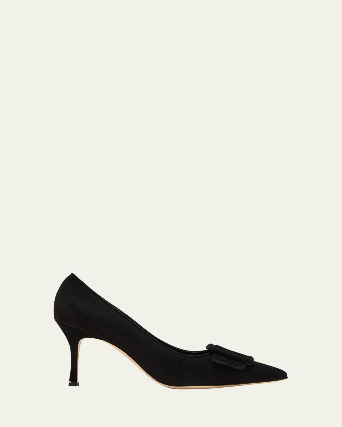 Manolo Blahnik Maysale Suede Pointed-Toe Buckle Pumps