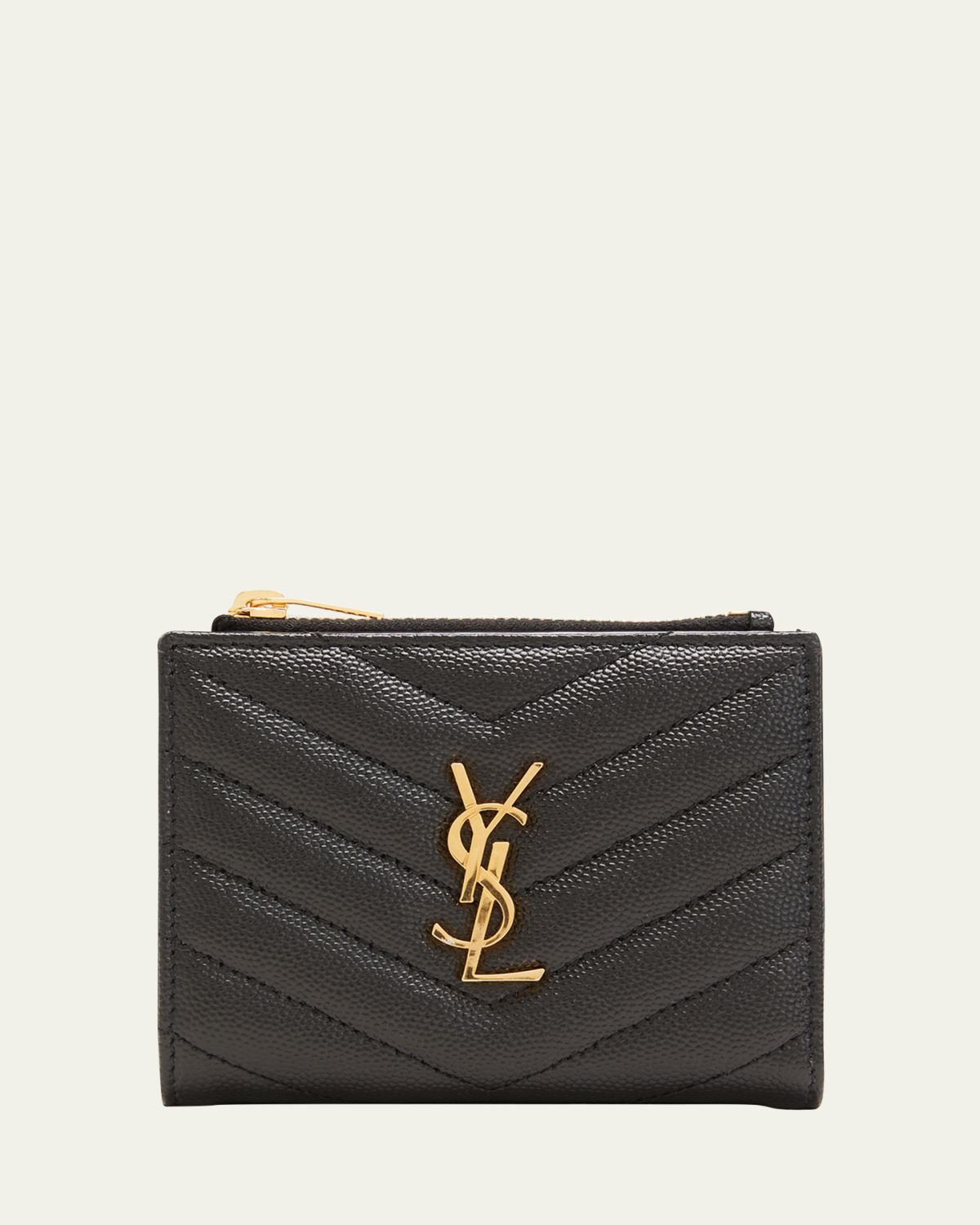 Saint Laurent YSL Monogram Small Ziptop Wallet in Grained Leather | Thumbnail 5 Saint Laurent YSL Monogram Small Ziptop Wallet in Grained Leather | Thumbnail 5