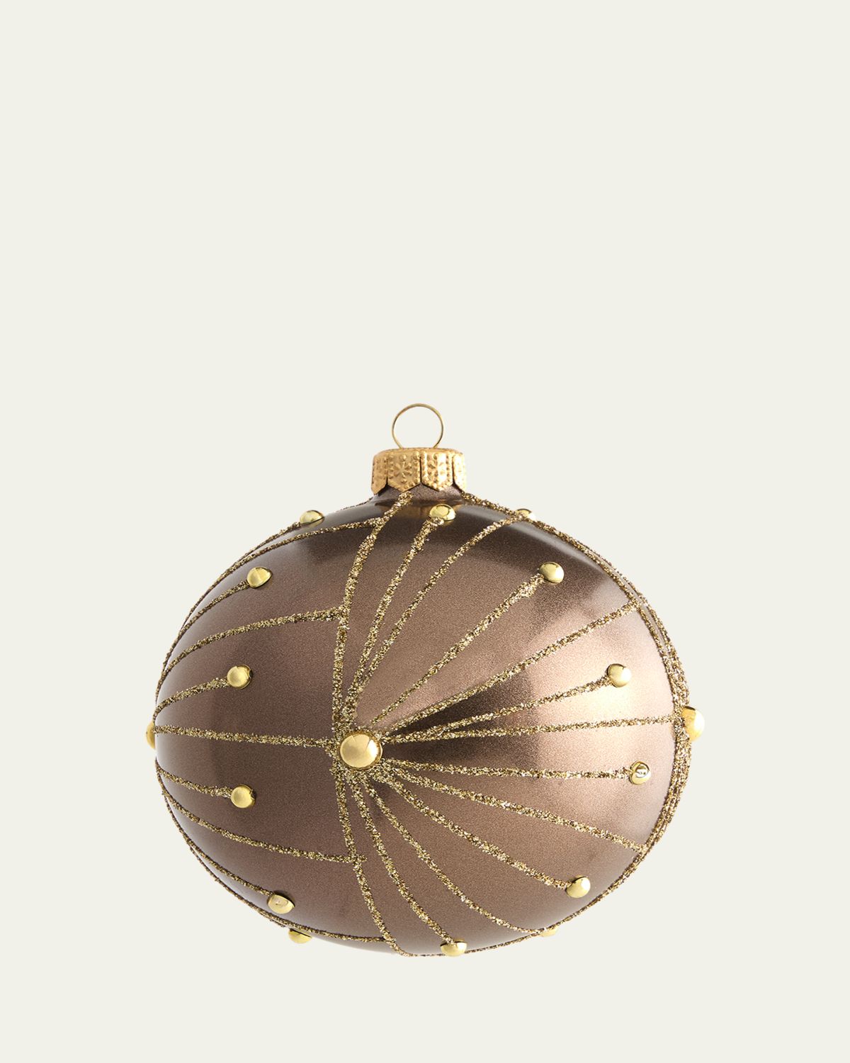 Bergdorf Goodman Bronze Glitter Line Ball Christmas Ornament