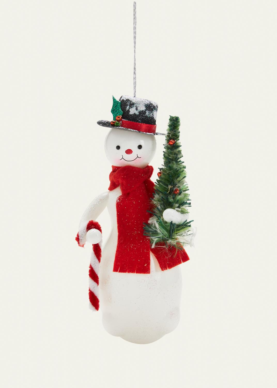 De Carlini Snowman with Tree Christmas Ornament