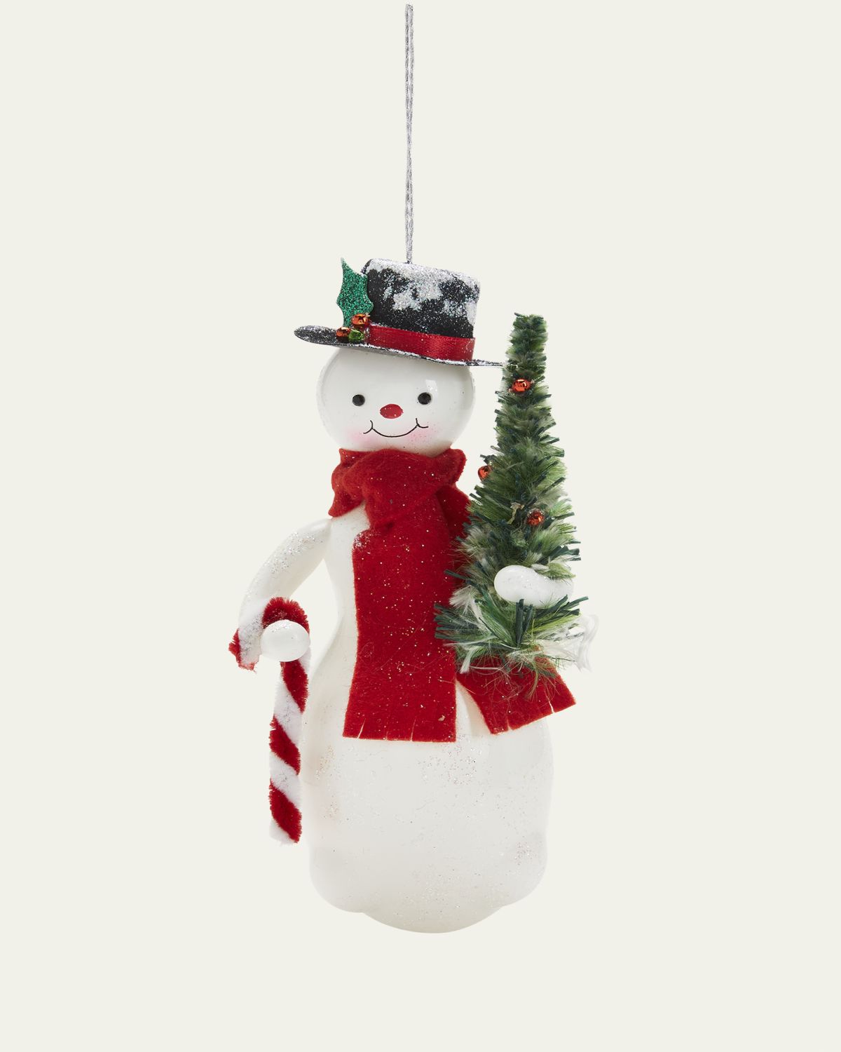 De Carlini Snowman with Tree Christmas Ornament
