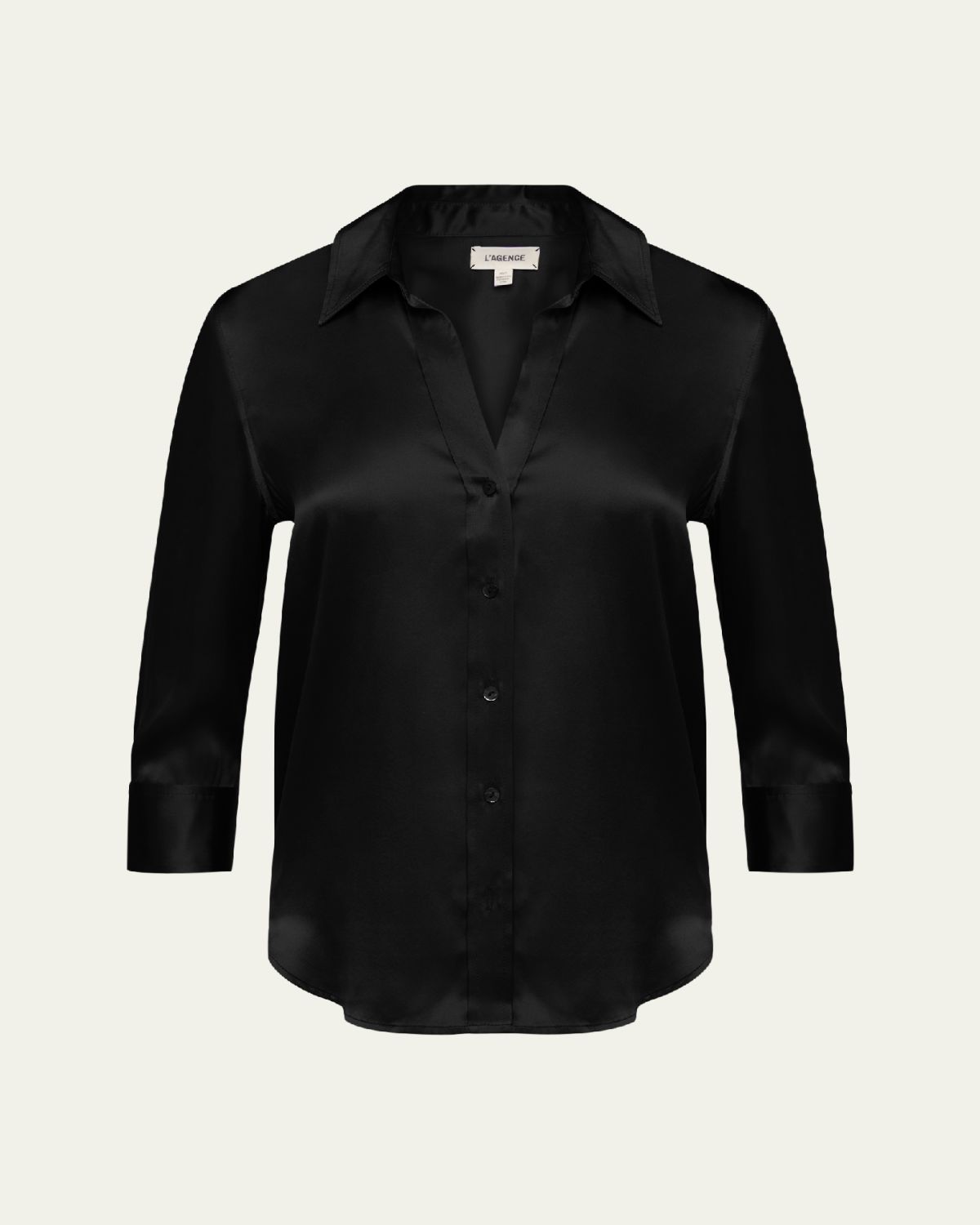 L'Agence Dani Silk Satin 3/4-Sleeve Button-Down Blouse | Thumbnail 10