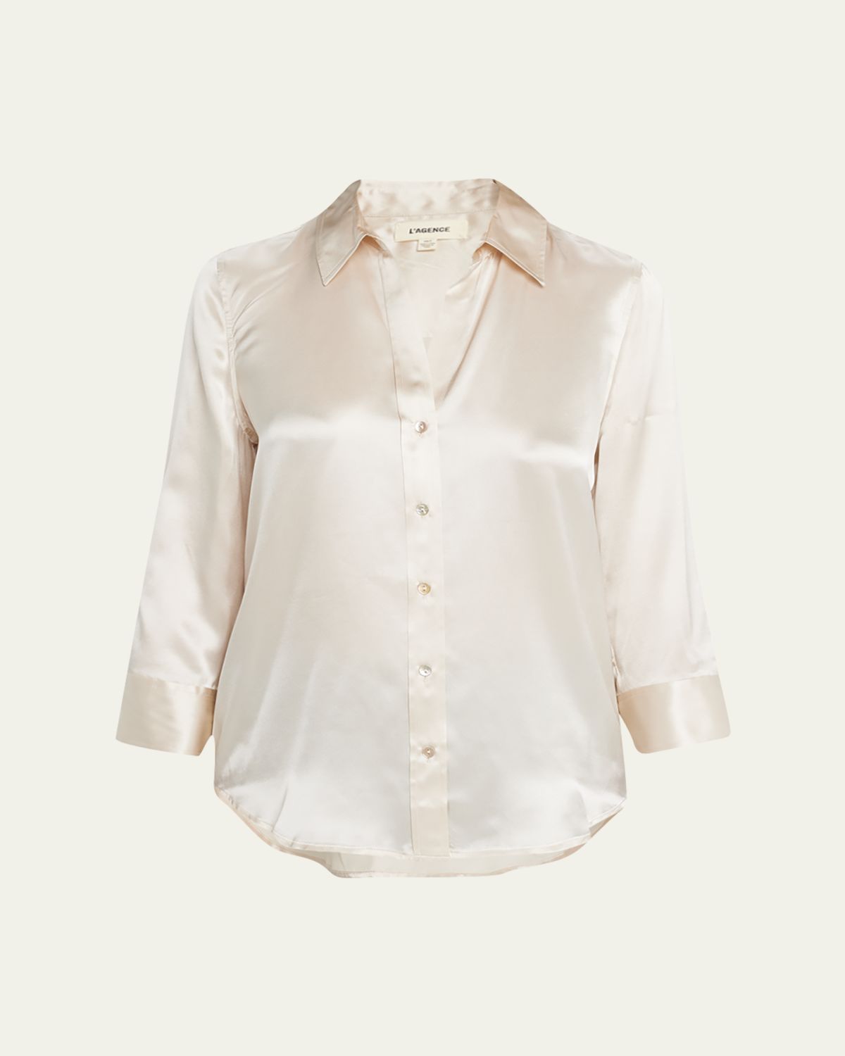 L'Agence Dani Silk Satin 3/4-Sleeve Button-Down Blouse | Thumbnail 10 L'Agence Dani Silk Satin 3/4-Sleeve Button-Down Blouse | Thumbnail 10