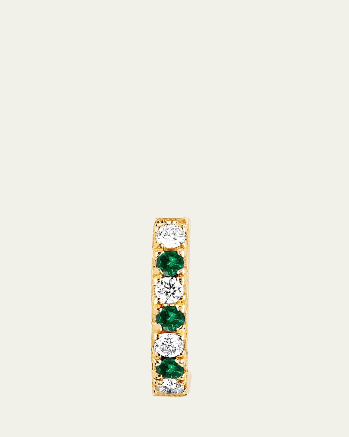 EF Collection 14k Rose Gold Diamond and Tsavorite Huggie Earring, Single