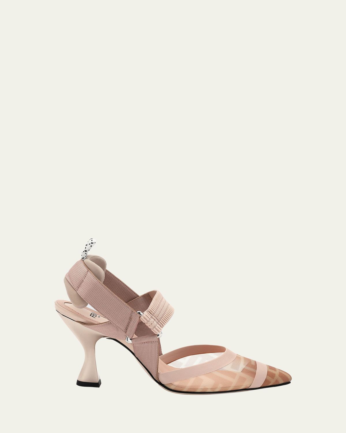 Fendi Colibri 85mm FF Mesh Slingback High-Heel Pumps