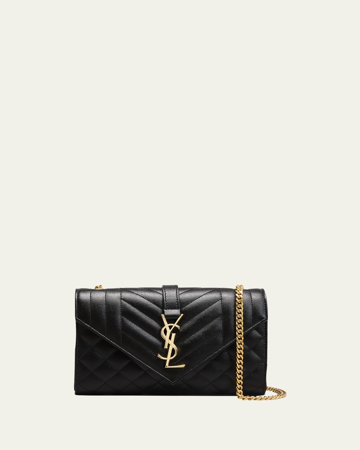 Saint Laurent Envelope Triquilt Small YSL Shoulder Bag in Grained Leather | Thumbnail 14