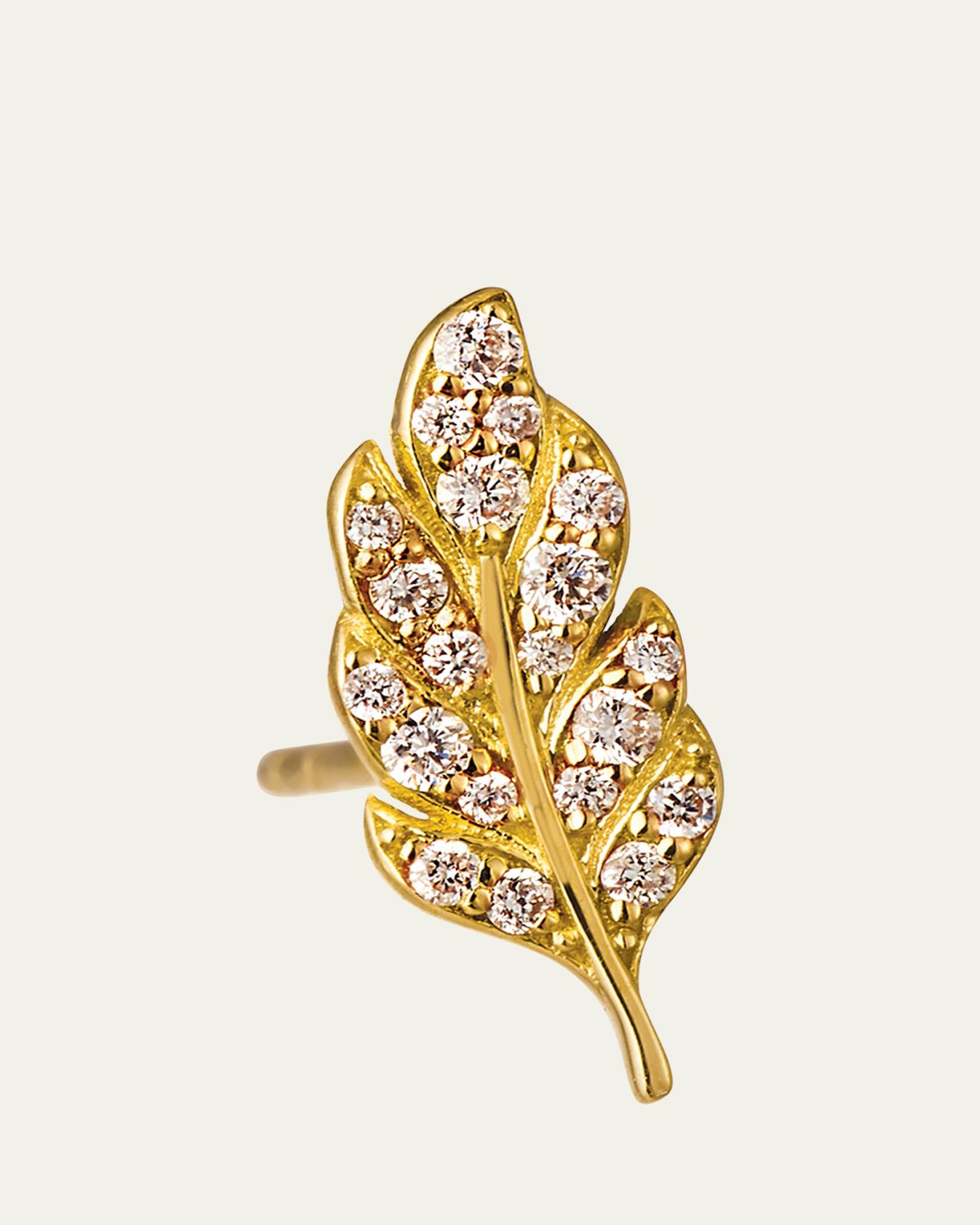 Sydney Evan 14k Diamond Feather Stud Earring, Single