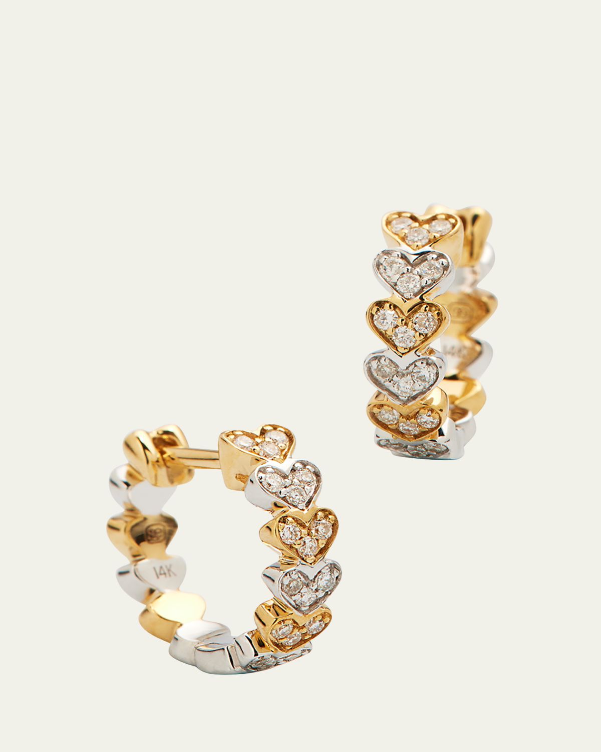 Sydney Evan 14k Two-Tone Gold Diamond Heart Huggie Earrings | Thumbnail 5 Sydney Evan 14k Two-Tone Gold Diamond Heart Huggie Earrings | Thumbnail 5
