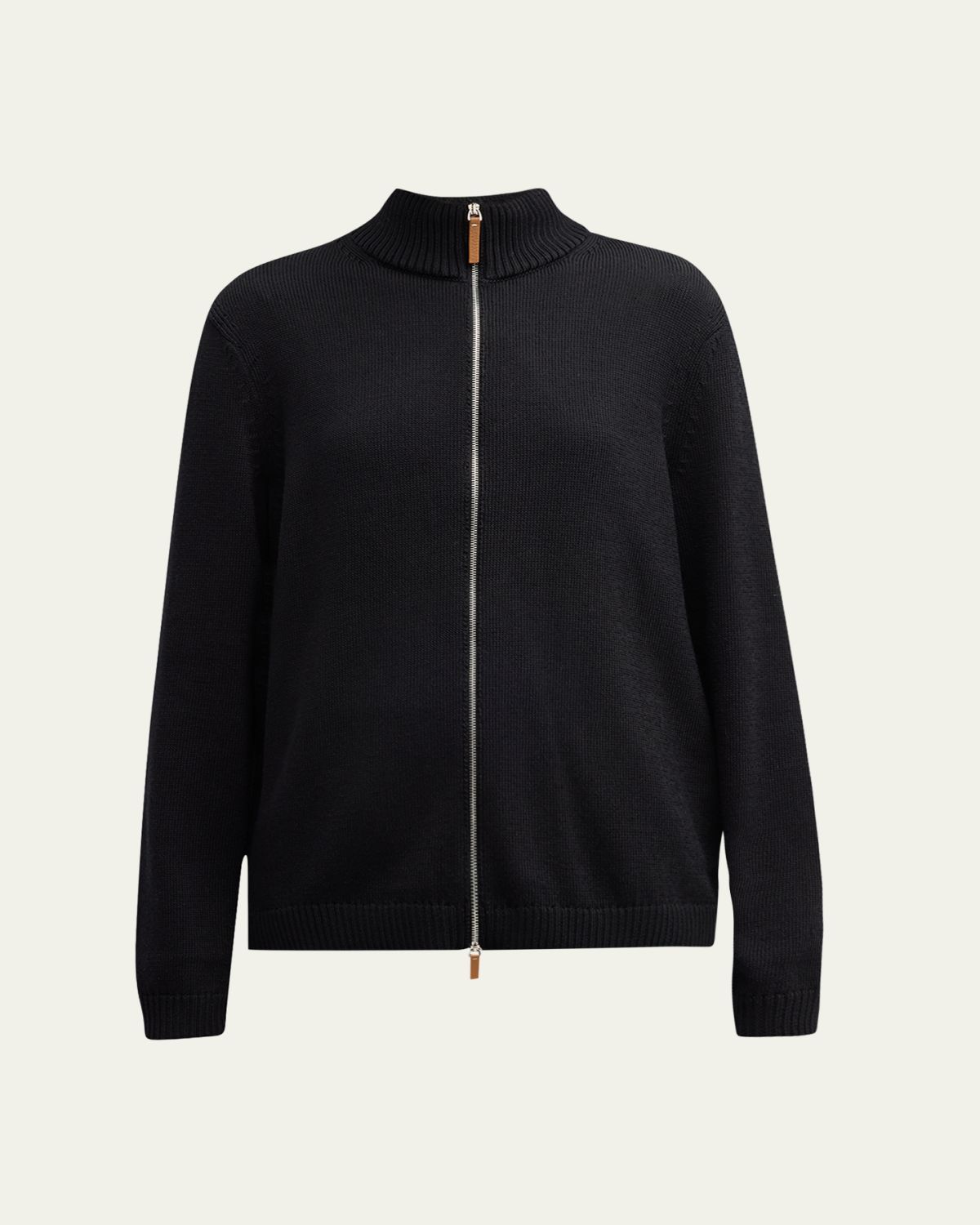 Lafayette 148 New York Cotton-Silk Tape Fitted Bomber Sweater