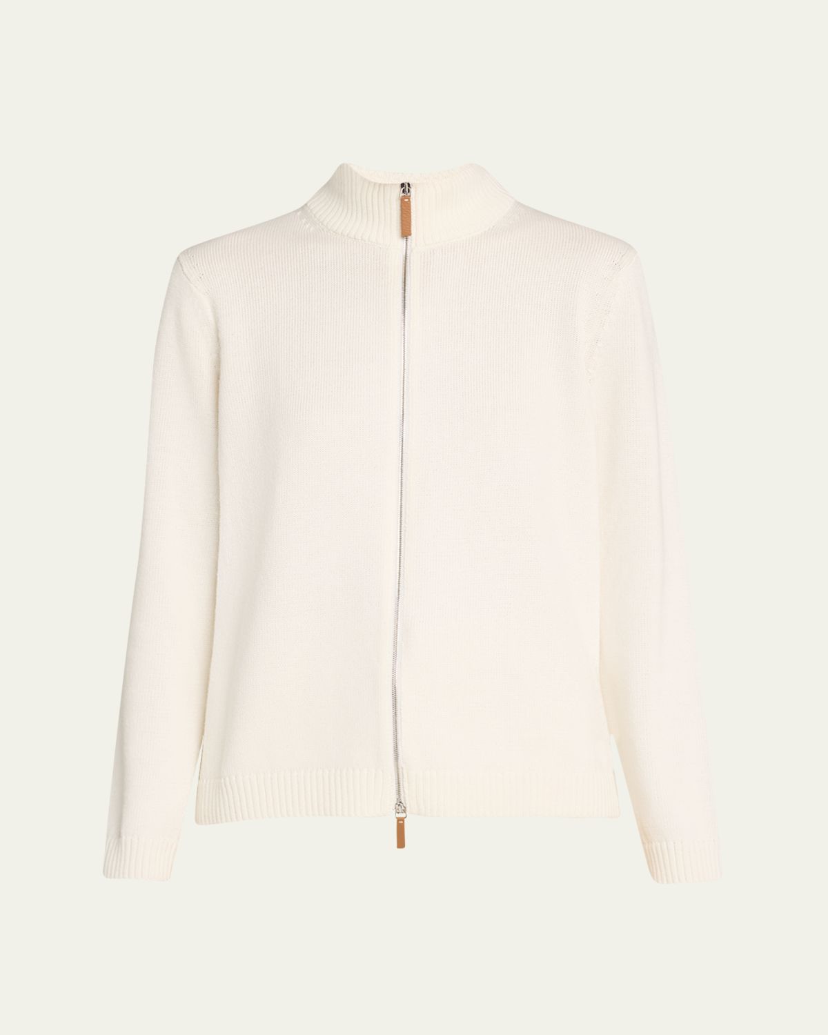 Lafayette 148 New York Cotton-Silk Tape Fitted Bomber Sweater