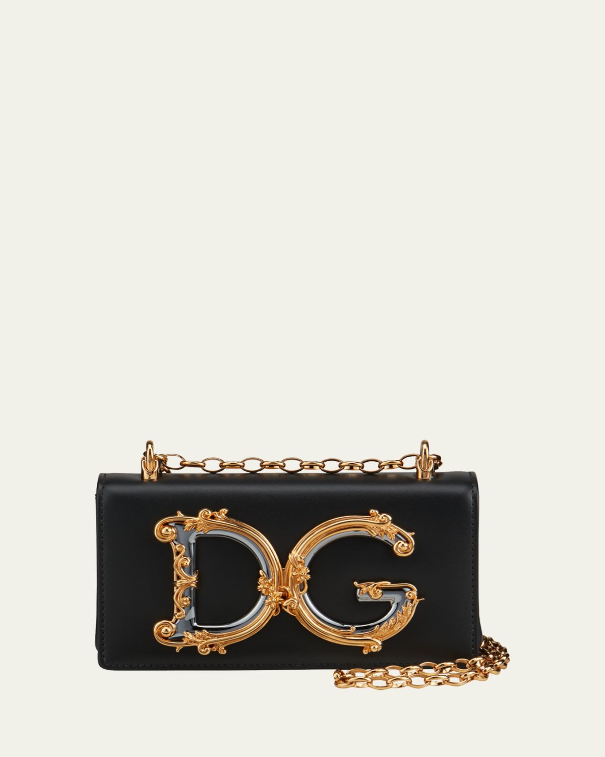 Dolce & Gabbana DG Girls Barocco Leather Shoulder Bag