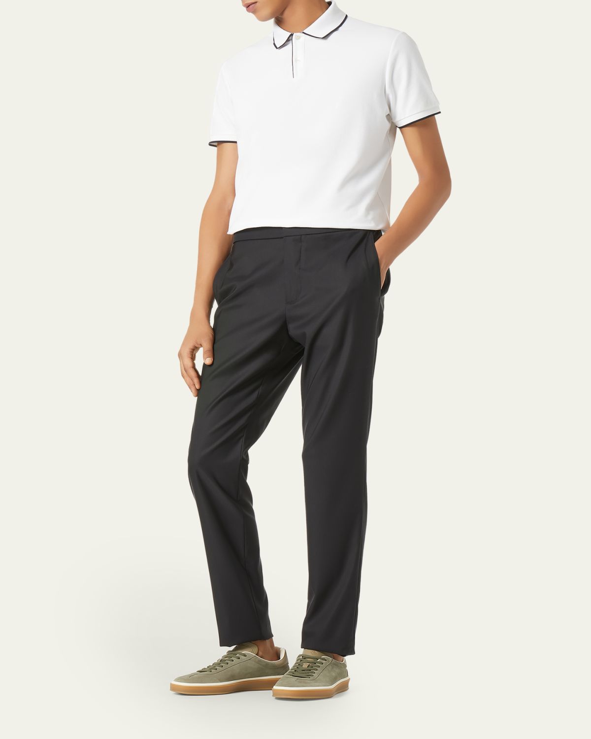 Loro Piana Men's Brentwood Tipped Jersey Pique Polo Shirt | Thumbnail 2