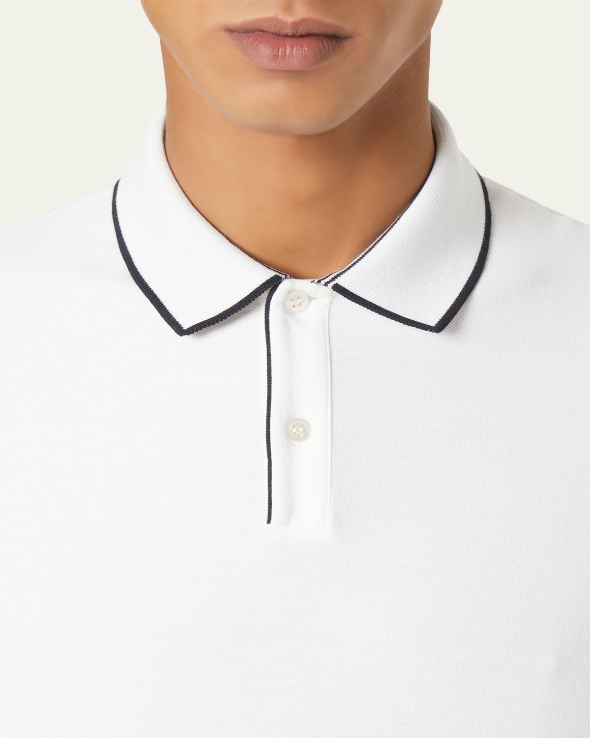 Loro Piana Men's Brentwood Tipped Jersey Pique Polo Shirt | Thumbnail 5