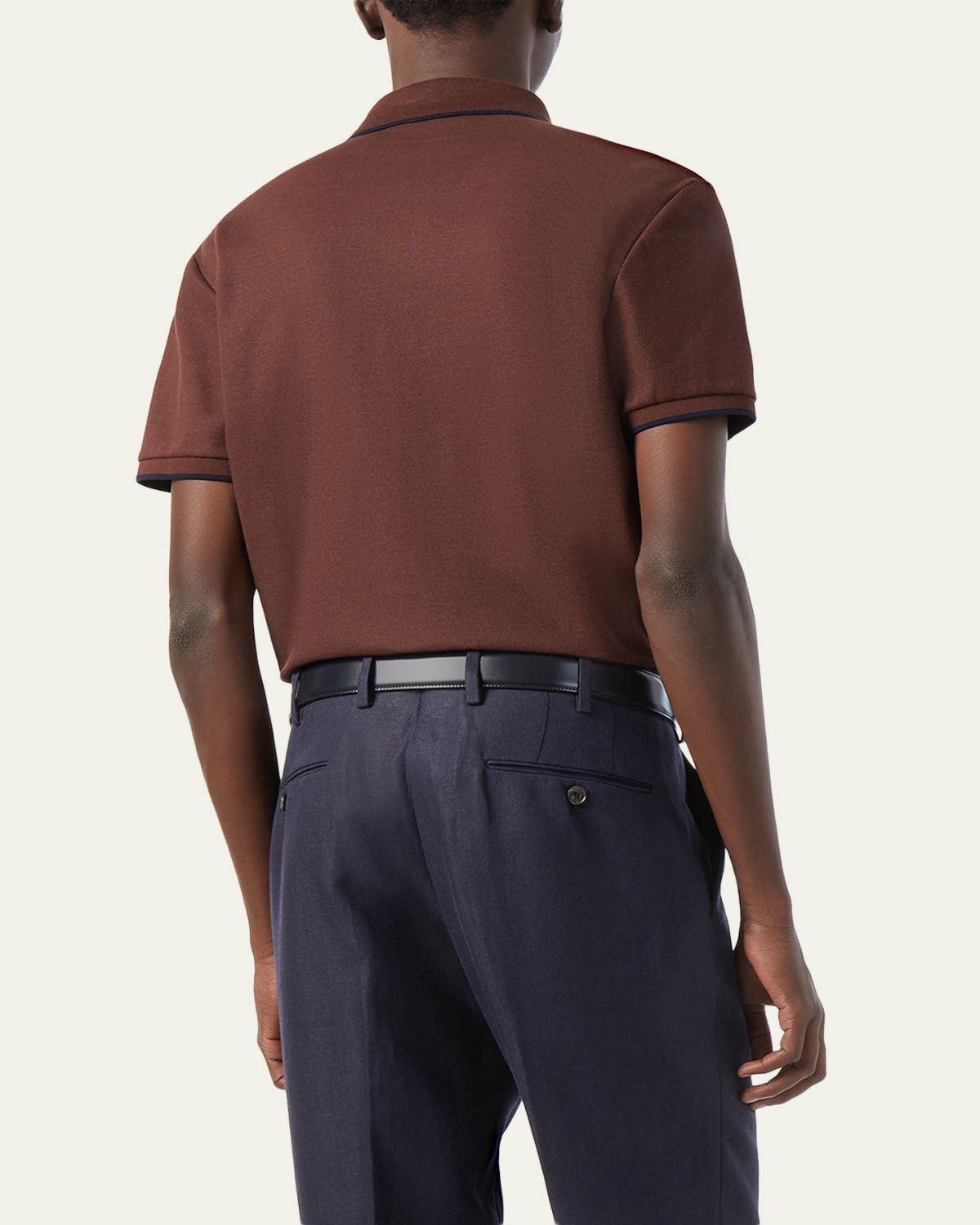 Loro Piana Men's Brentwood Tipped Jersey Pique Polo Shirt | Thumbnail 7