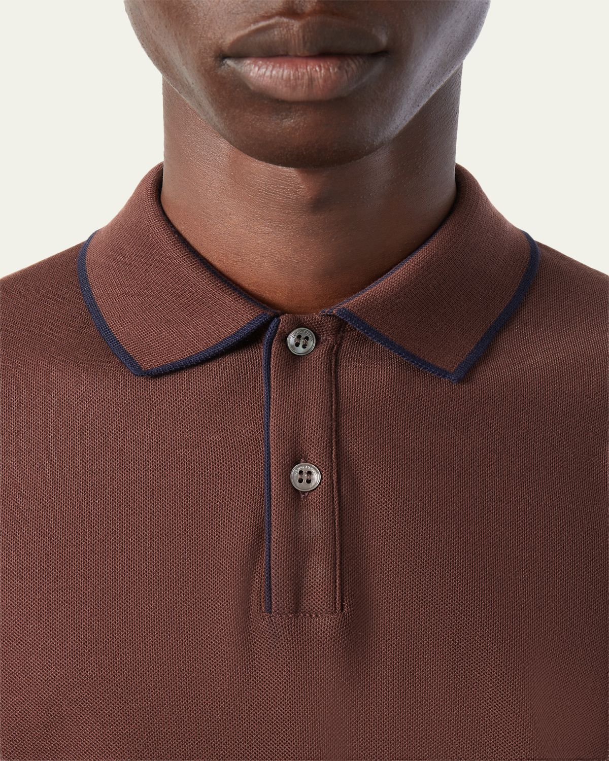 Loro Piana Men's Brentwood Tipped Jersey Pique Polo Shirt | Thumbnail 9