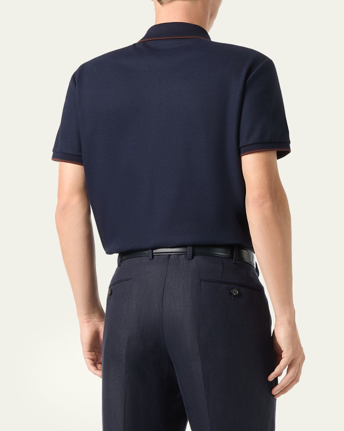 Loro Piana Men's Brentwood Tipped Jersey Pique Polo Shirt | Thumbnail 7