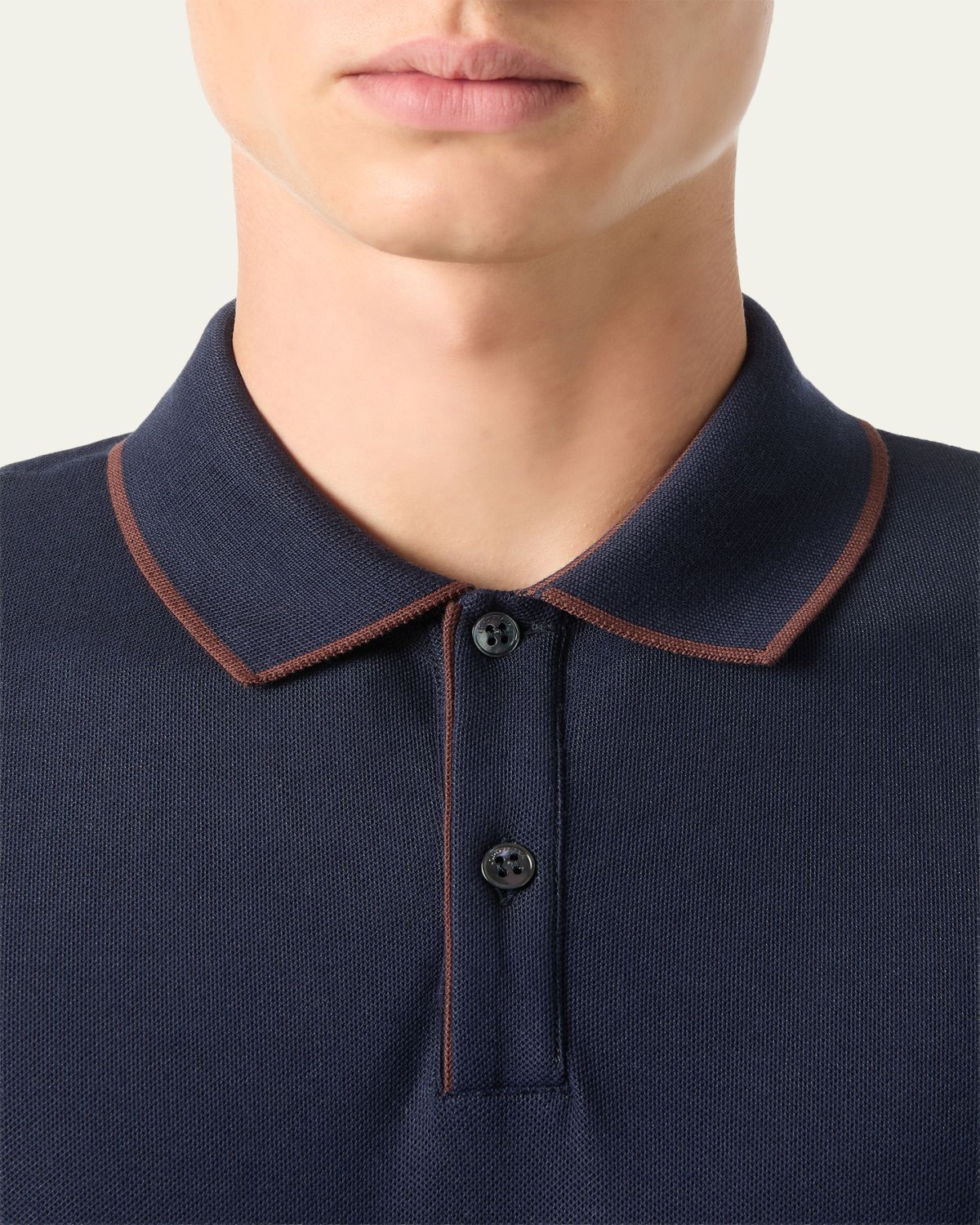 Loro Piana Men's Brentwood Tipped Jersey Pique Polo Shirt | Thumbnail 9