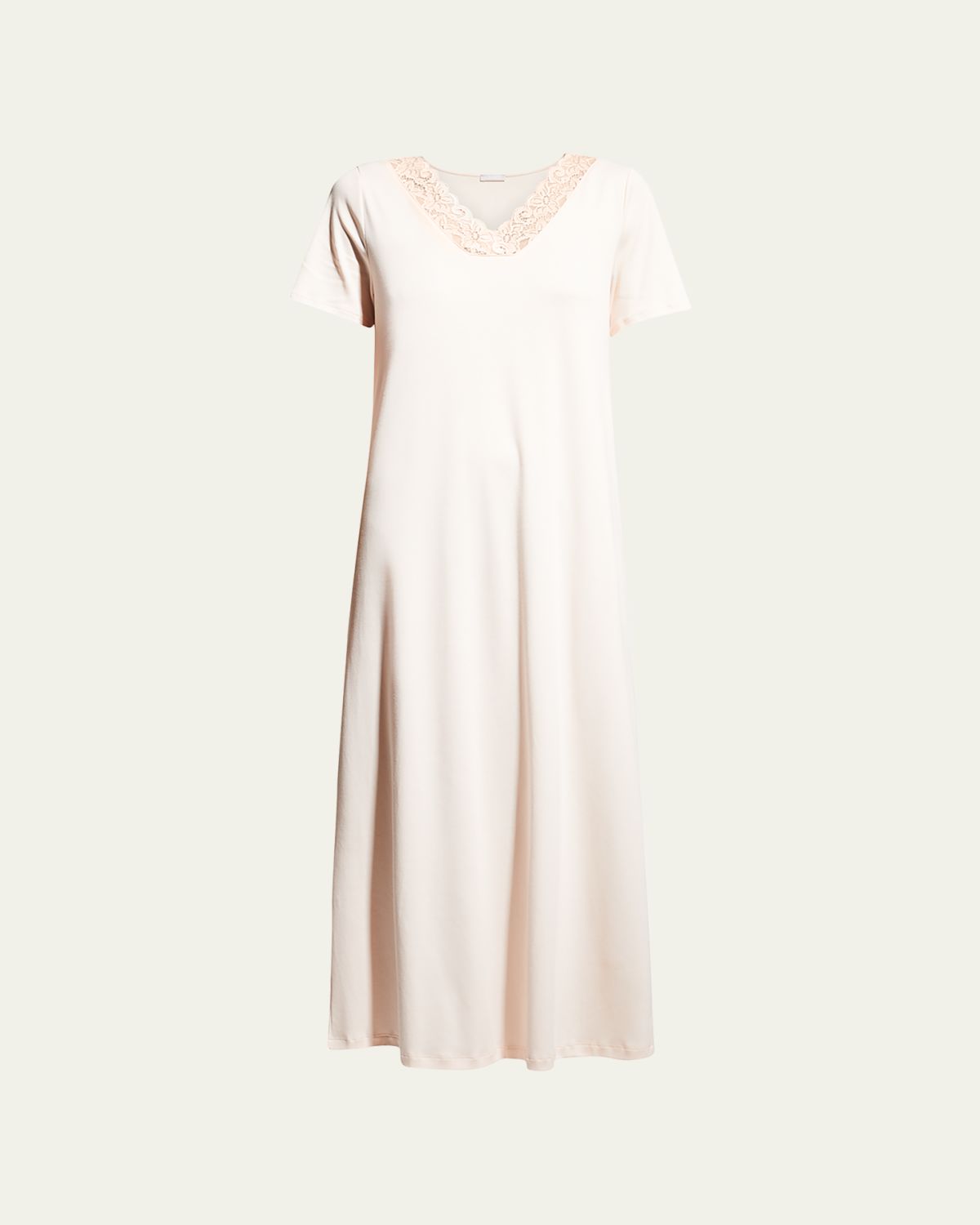 Hanro Moments Short-Sleeve Long Nightgown