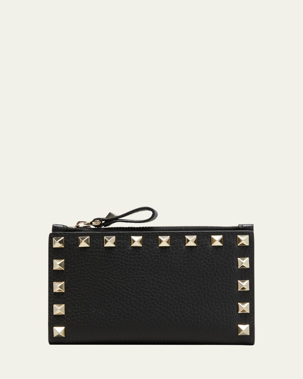 Valentino Garavani Rockstud Leather Zip Coin Purse/Card Holder