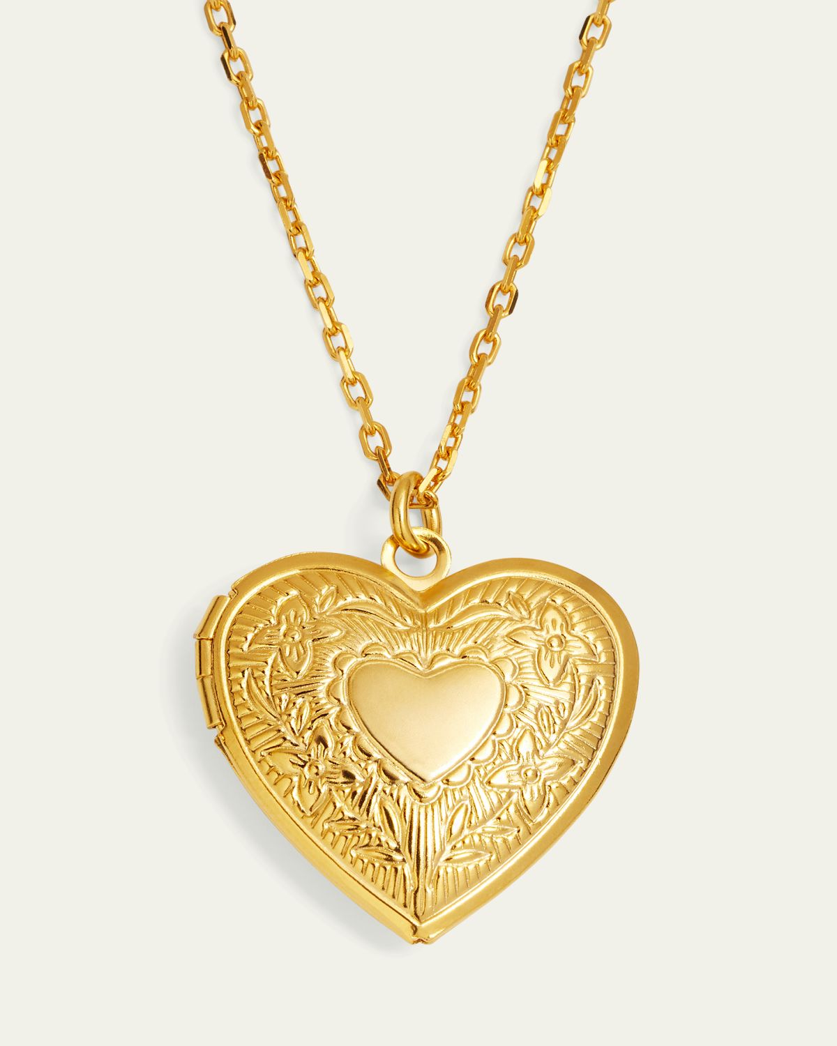 Ben-Amun 24k Gold Electroplate Chain Necklace with Heart Locket Pendant | Thumbnail 5