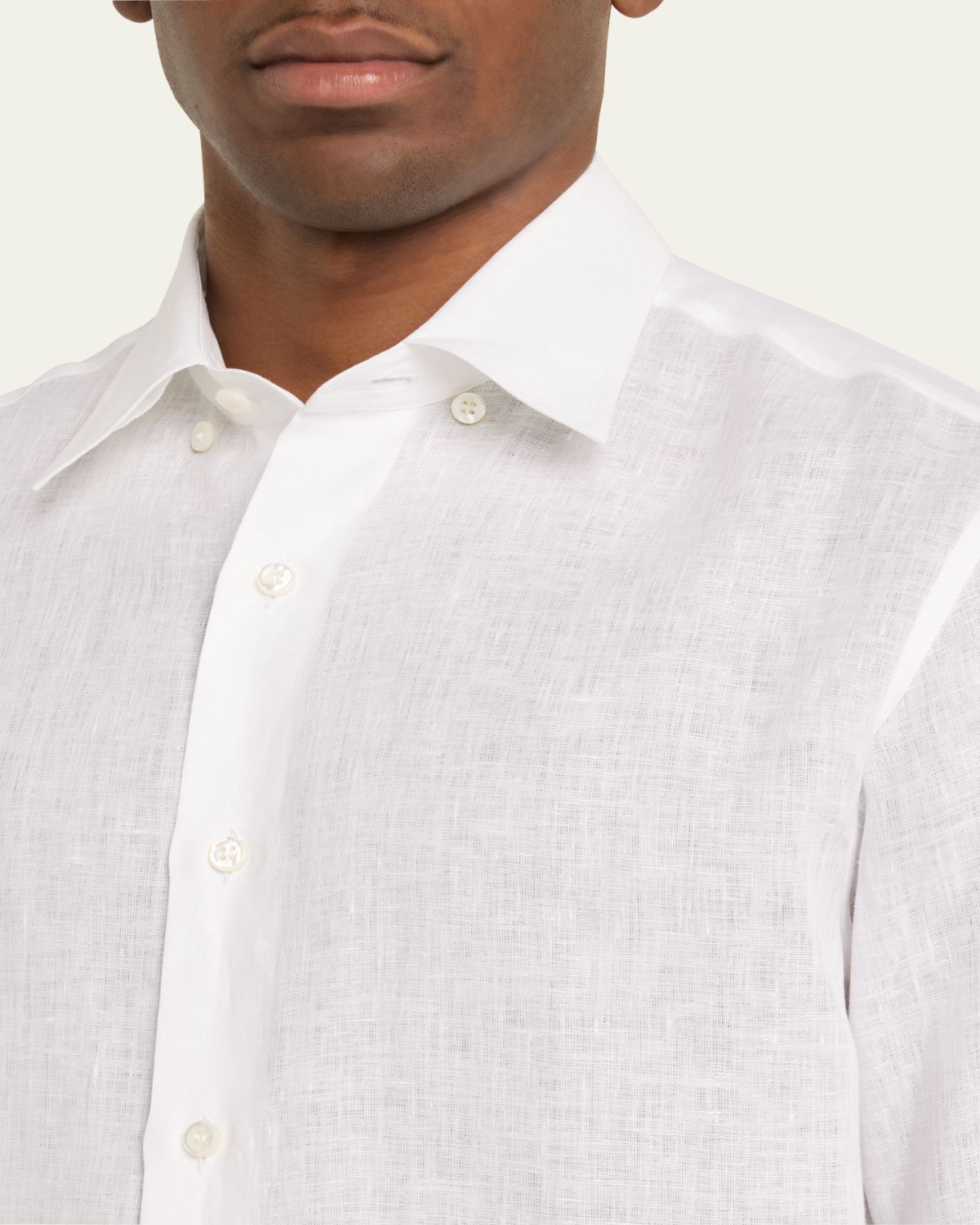 Brioni Men's Solid Linen Sport Shirt | Thumbnail 5