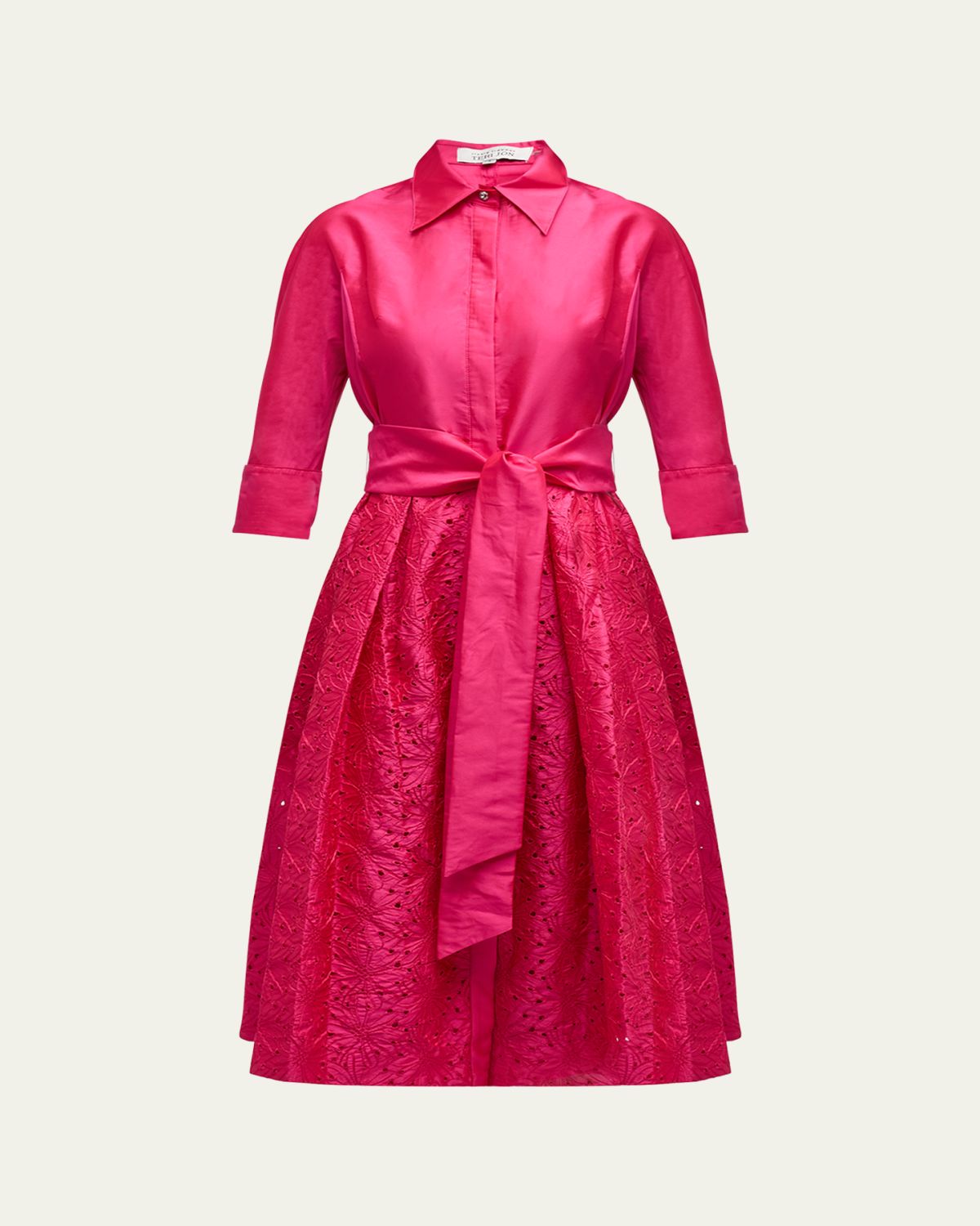 Rickie Freeman for Teri Jon Taffeta Shirt Dress w/ Eyelet Skirt | Thumbnail 6 Rickie Freeman for Teri Jon Taffeta Shirt Dress w/ Eyelet Skirt | Thumbnail 6