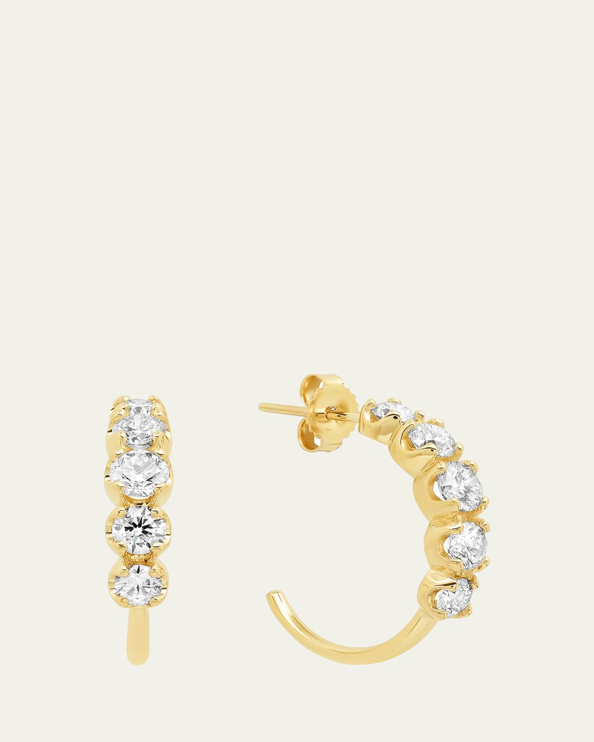 Jennifer Meyer 18k Gold Graduated Diamond Small Hoop Earrings