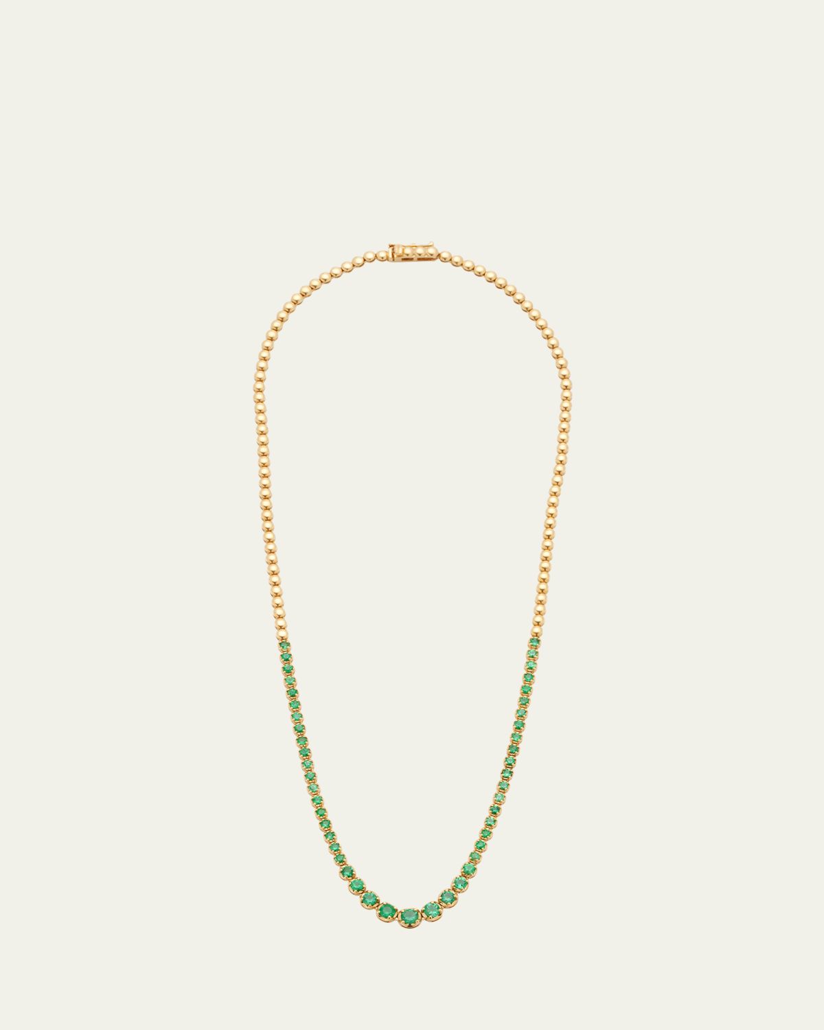 Jennifer Meyer Yellow Gold Graduated Emerald Tennis Necklace