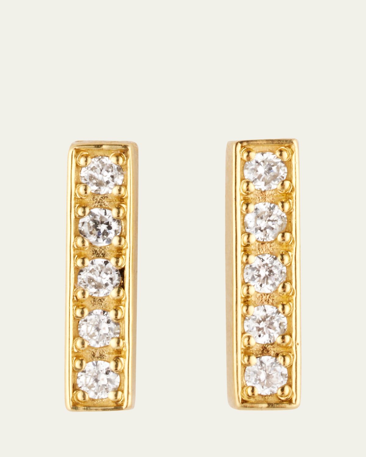 Jennifer Meyer Diamond Bar Stud Earrings in 18K Yellow Gold