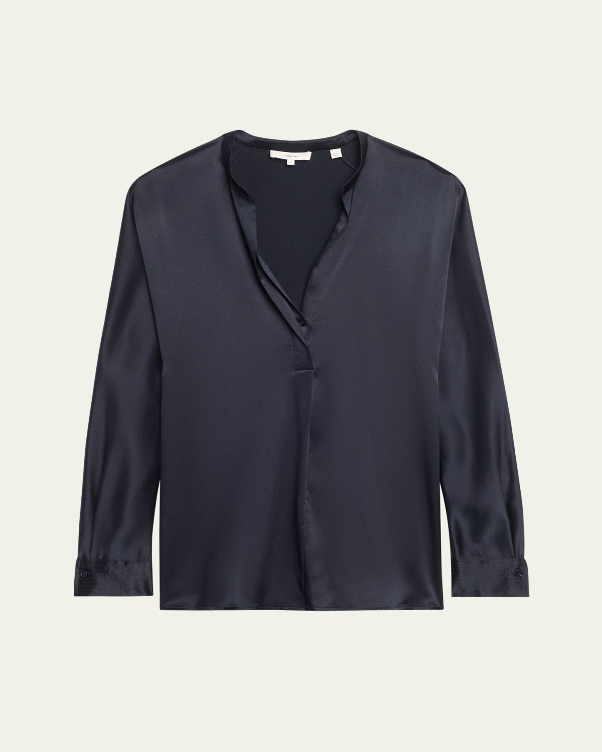 Vince Silk Band-Collar Blouse