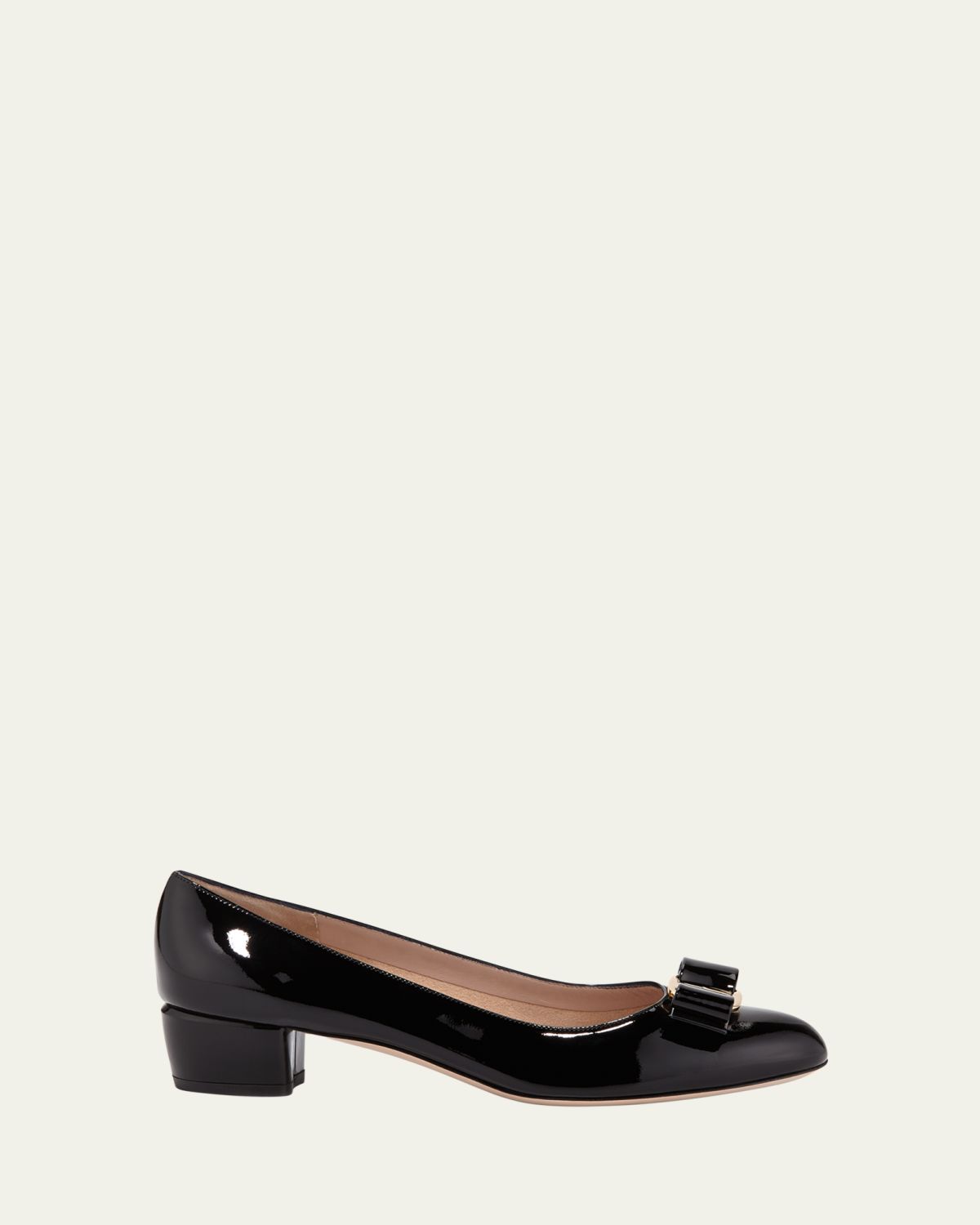 Ferragamo Vara Bow Leather Low Pumps