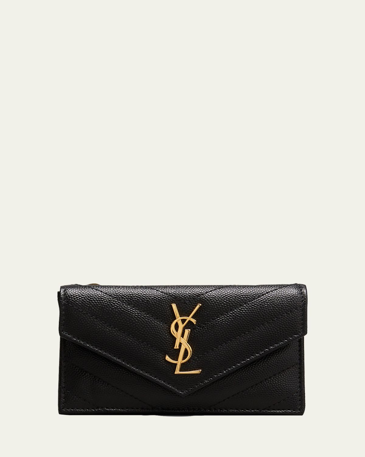 Saint Laurent YSL Monogram Flap Card Case in Grained Leather | Thumbnail 5