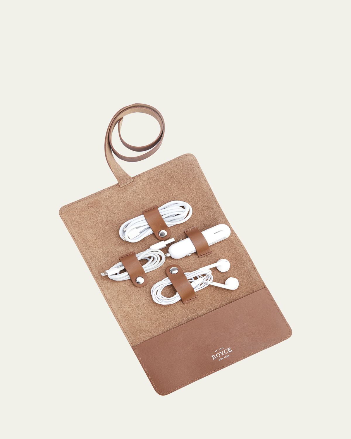 ROYCE New York Monogrammed Leather Tech Cord Accessory Organizer, Personalized | Thumbnail 4 ROYCE New York Monogrammed Leather Tech Cord Accessory Organizer, Personalized | Thumbnail 4
