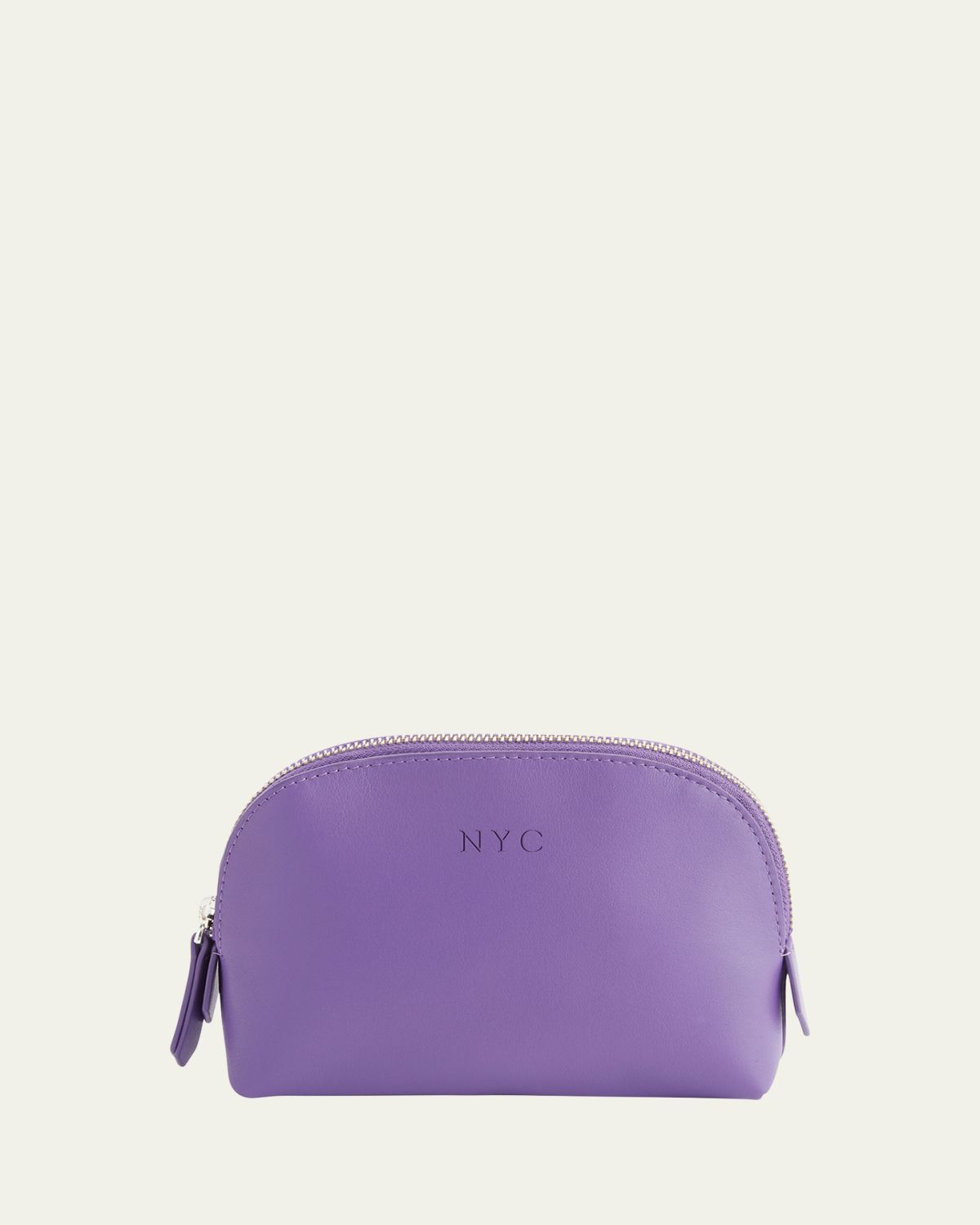 ROYCE New York Monogrammed Compact Leather Cosmetic Bag