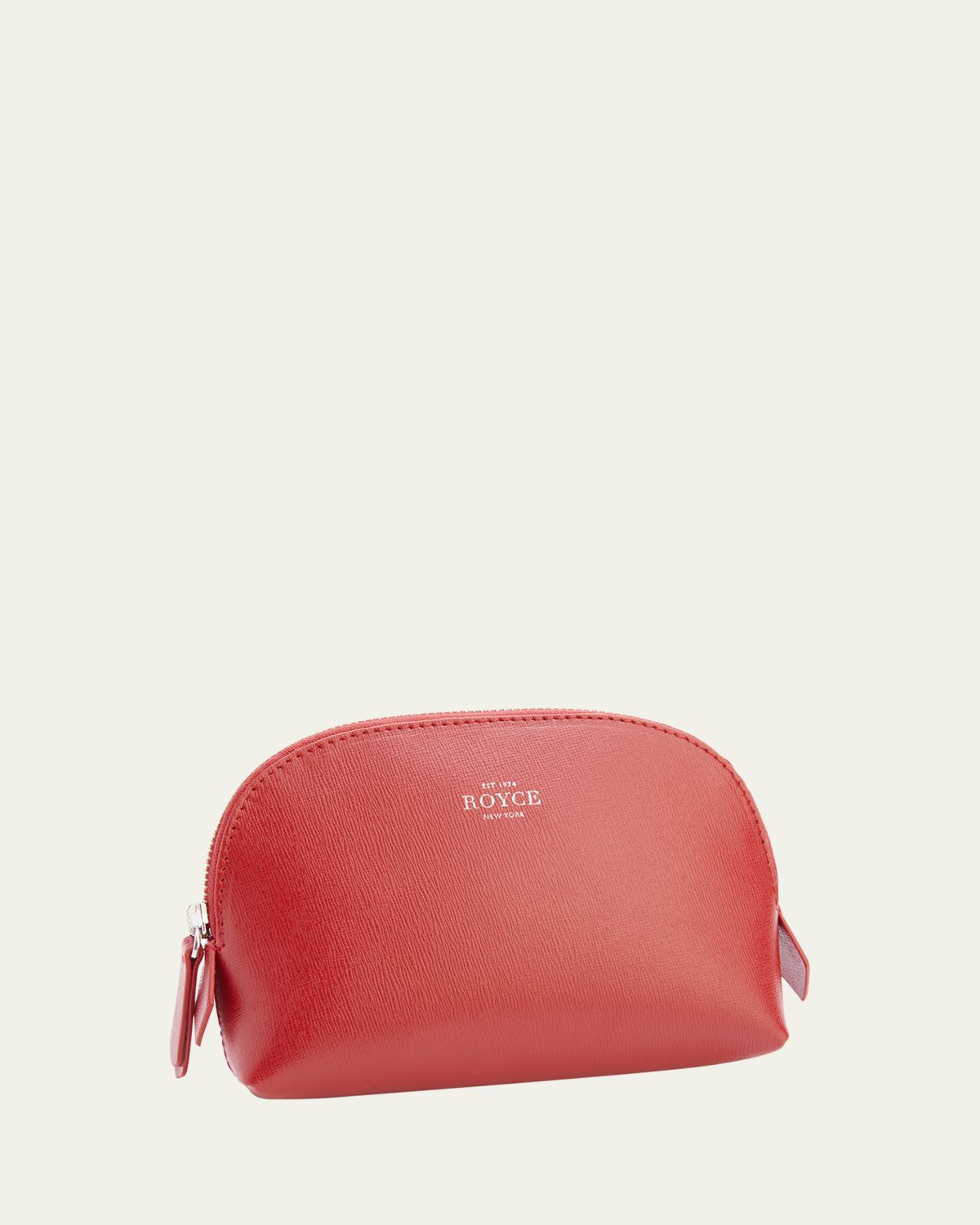ROYCE New York Monogrammed Compact Leather Cosmetic Bag