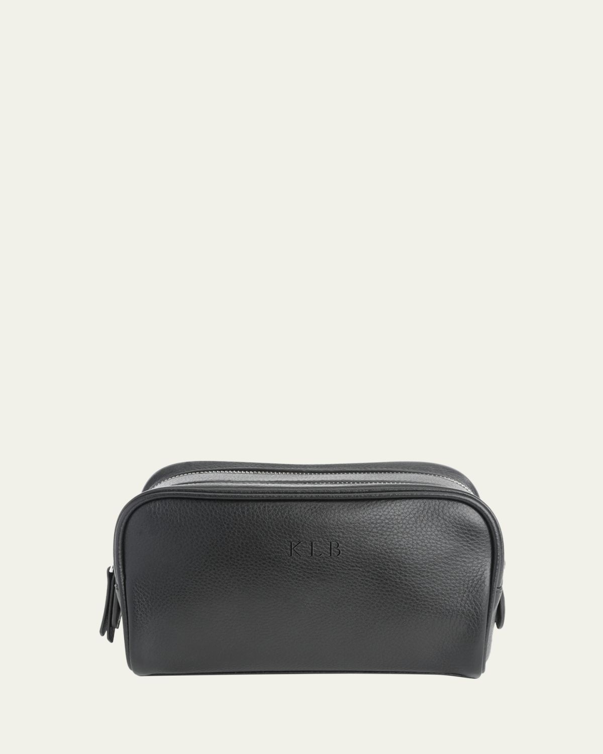 ROYCE New York Monogrammed Double Zip Leather Toiletry Bag