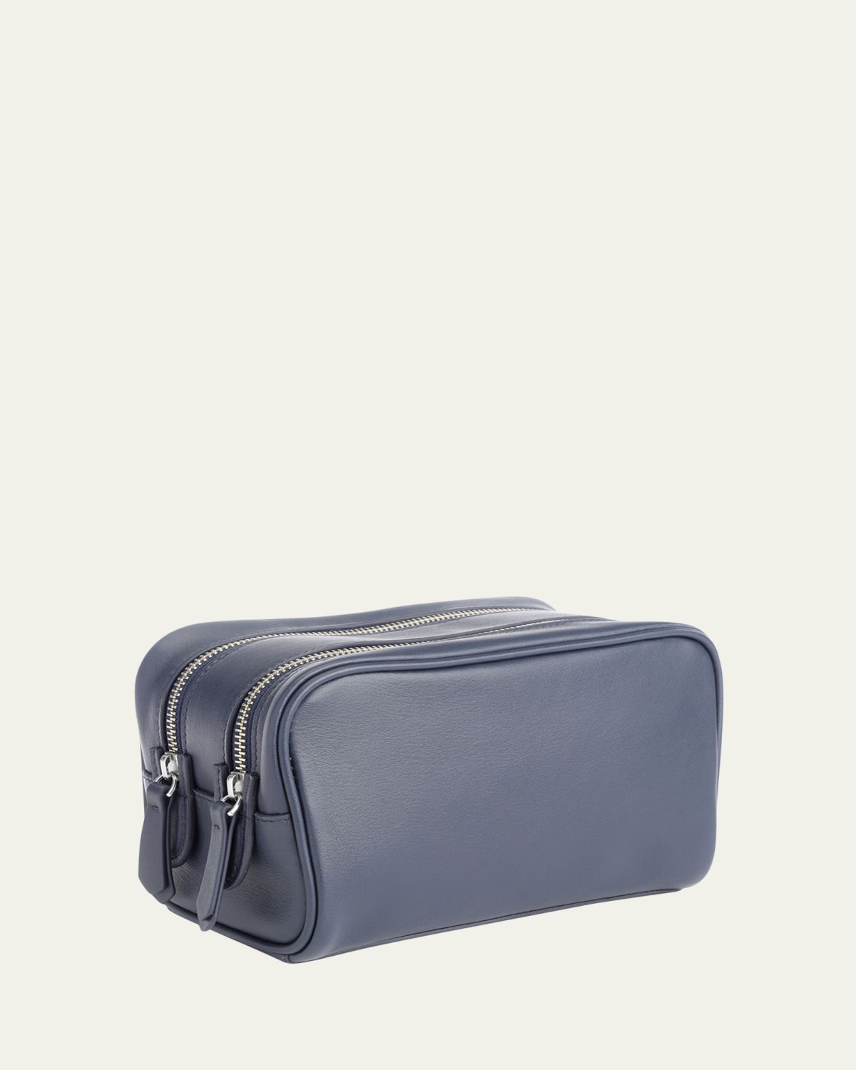 ROYCE New York Monogrammed Double Zip Leather Toiletry Bag