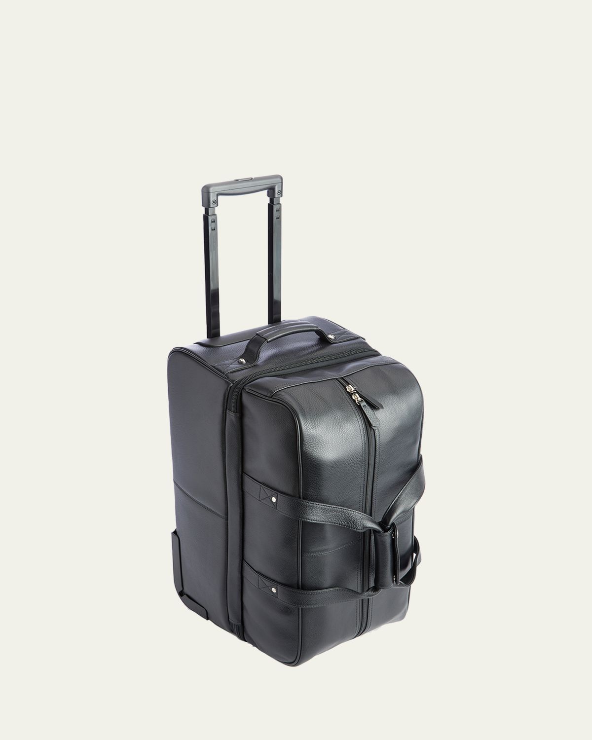 ROYCE New York Monogrammed Leather Executive Rolling Duffel Suitcase