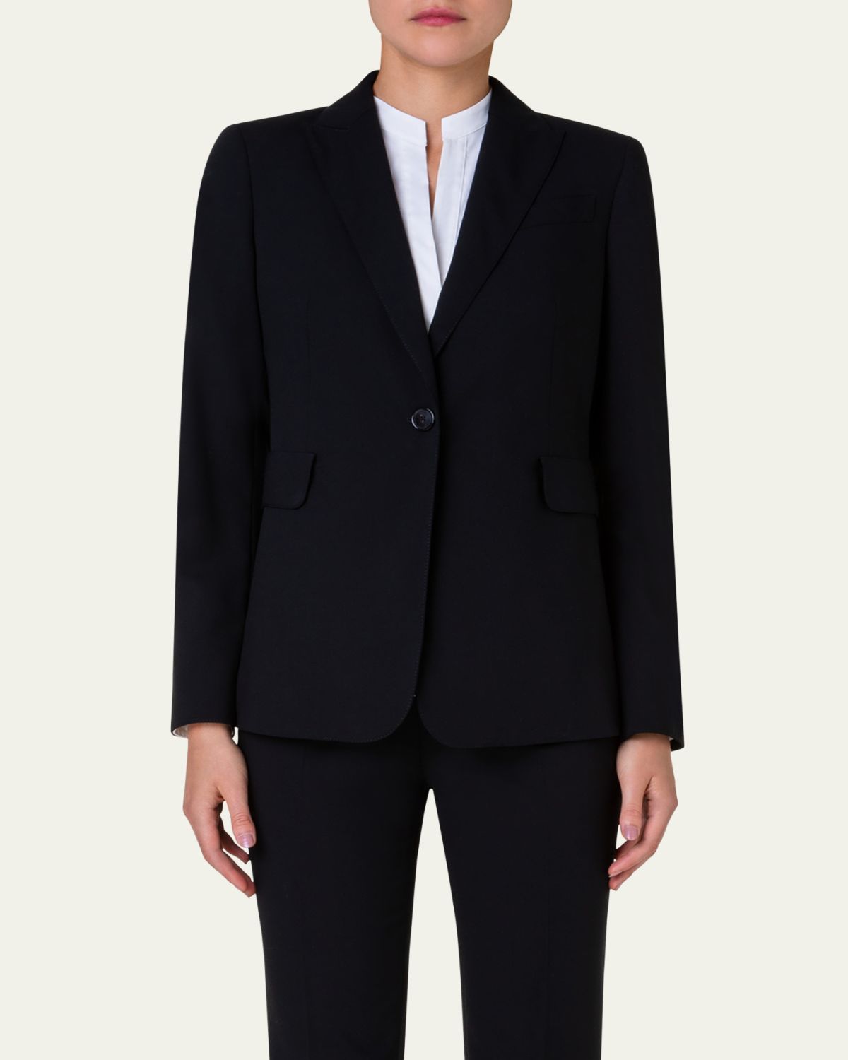 Akris punto One-Button Wool Long Body Blazer Jacket | Thumbnail 4