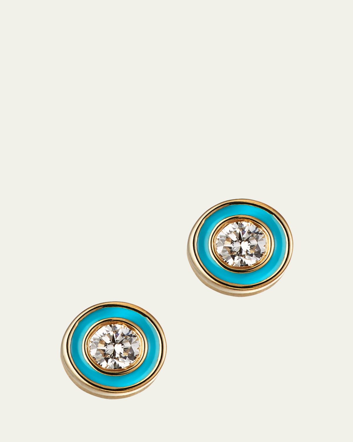 Sydney Evan 14k Enamel Diamond Stud Earring, Turquoise