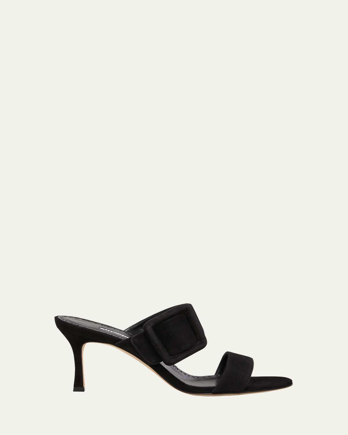 Manolo Blahnik Gable Suede Buckle Slide Sandals
