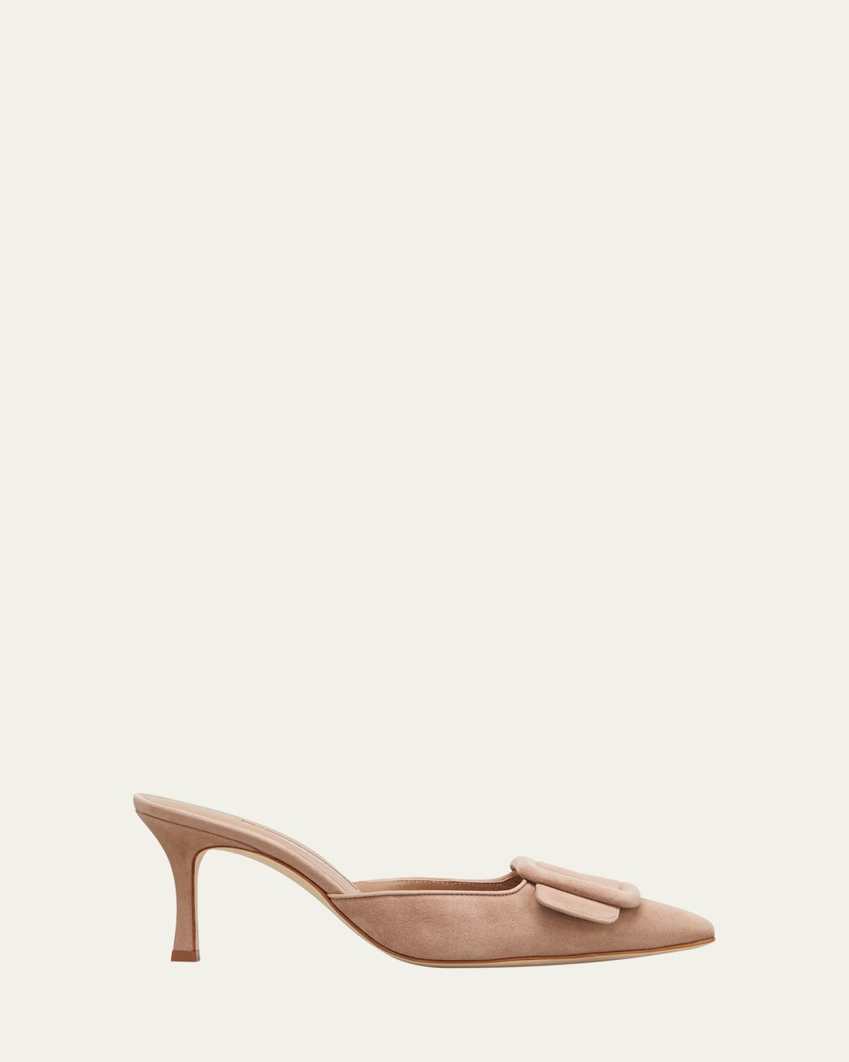 Manolo Blahnik Maysale Suede Buckle Mid-Heel 70mm Mules