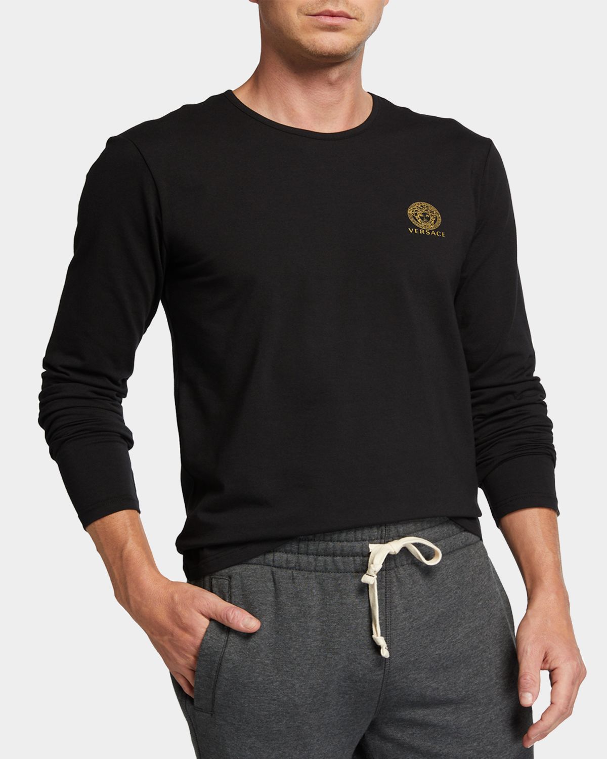 Versace Men's Medusa Logo Long-Sleeve T-Shirt