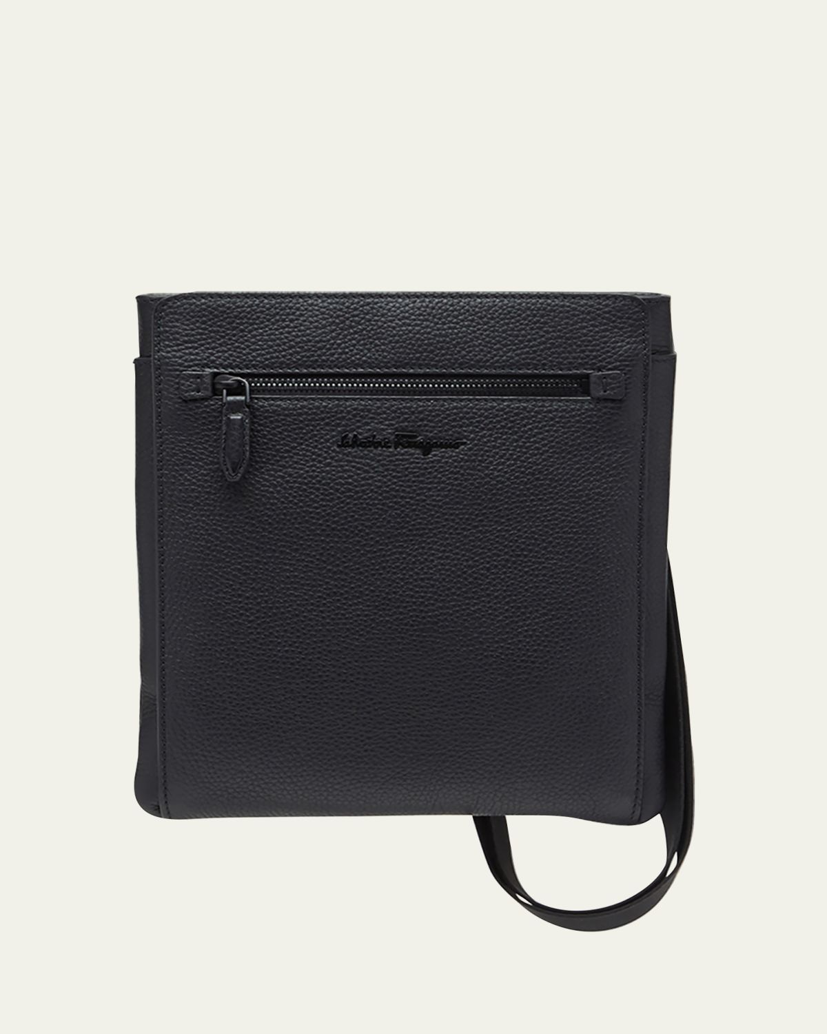 Ferragamo Men's Firenze Flat Leather Crossbody Bag | Thumbnail 4 Ferragamo Men's Firenze Flat Leather Crossbody Bag | Thumbnail 4